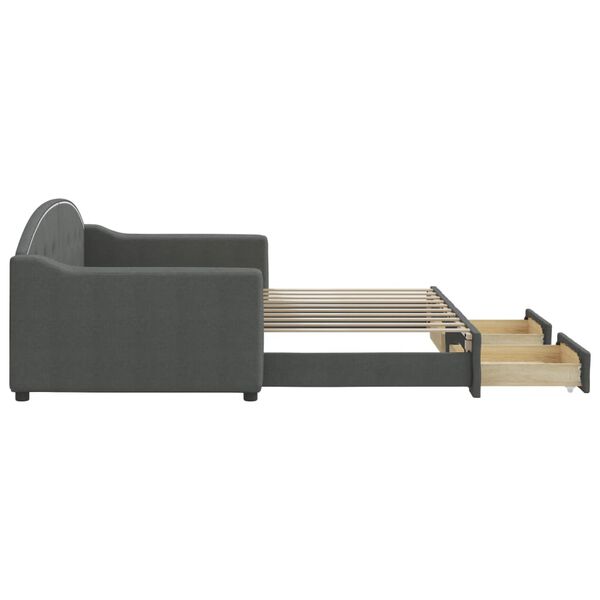 vidaXL Dagbädd utdragbar med lådor mörkgrå 90x190 cm tyg