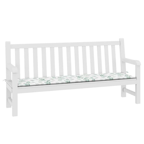 vidaXL Bänkdyna för trädgården bladmönster 200x50x4 cm tyg