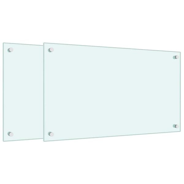 vidaXL Stänkskydd 2 st vit 70x40 cm härdat glas