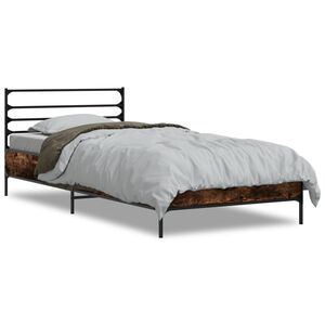 vidaXL S&auml;ngram r&ouml;kf&auml;rgad ek 90x200 cm konstruerat tr&auml; och metall