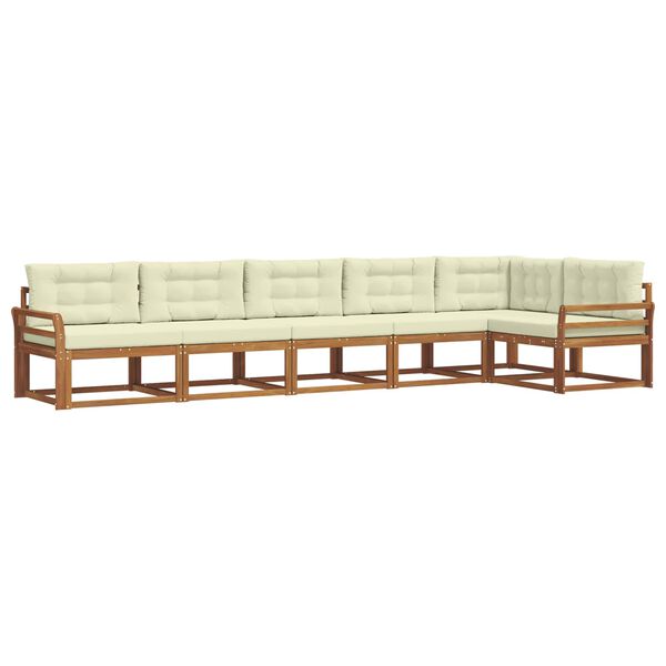 vidaXL Utomhussoffset med kudde 6 pcs Naturlig och Gr&auml;dde