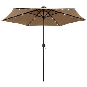 vidaXL Parasoll med LEDs och aluminiumst&aring;ng 270 cm taupe