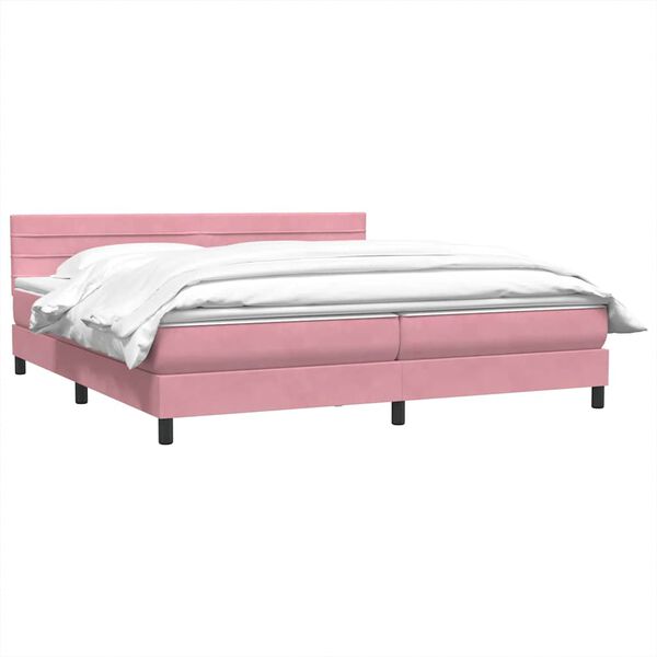 vidaXL Rams&auml;ng med madrass rosa 180x210 cm sammet