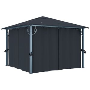 vidaXL Paviljong med gardiner 300x300 cm antracit aluminium