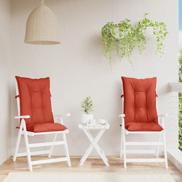 vidaXL Stolsdynor högt ryggstöd 2 st melerad röd 120x50x7 cm tyg