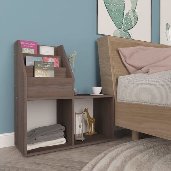 vidaXL Tidningsställ för barn grå 71x30x78,5 cm konstruerat trä