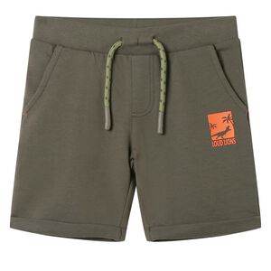 Barnshorts med snöre mörk khaki 92