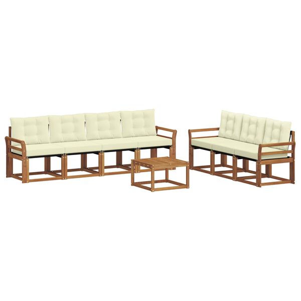 vidaXL Utomhussoffset med kudde 8 pcs Naturlig och Gr&auml;dde