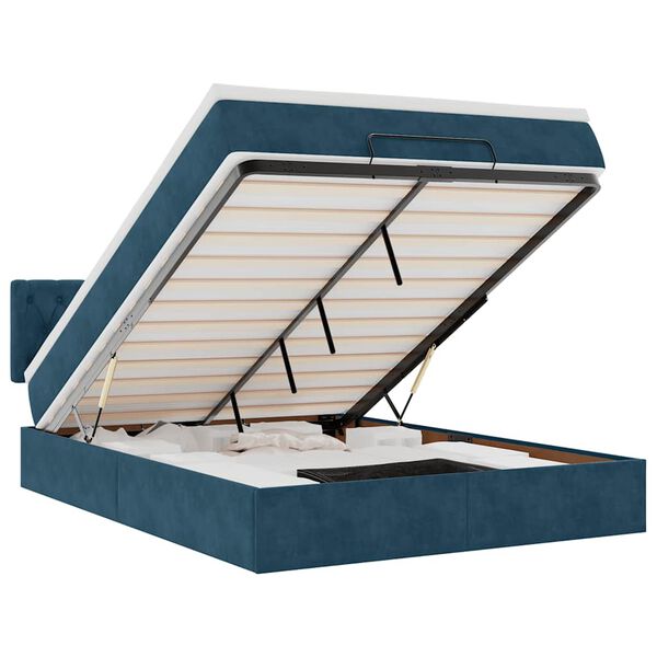 vidaXL Ottoman s&auml;ngram med madrass m&ouml;rkbl&aring; 140x190 cm sammet