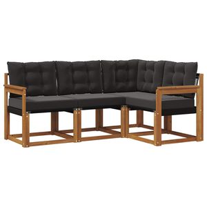 vidaXL Utomhussoffset med kudde 4 pcs Naturlig och svart