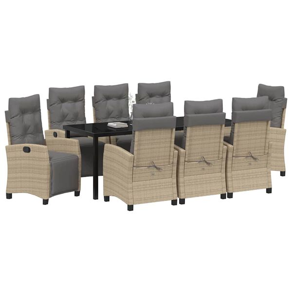vidaXL Tr&auml;dg&aring;rdsm&ouml;belset 9 pcs Beige konstrotting