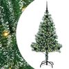 vidaXL Konstgjord Julgran Sn&ouml;flockad med LED Ljus Gr&ouml;n och Vit 120 cm