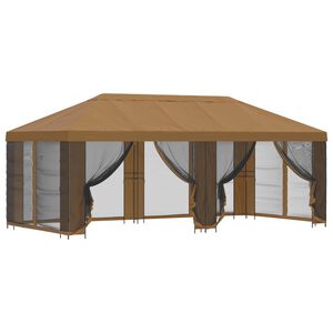 vidaXL Paviljong med v&auml;ggar 6 x 3 m Beige Polyester och St&aring;l 190