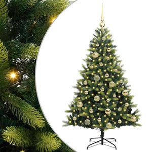vidaXL Konstgjort F&auml;llbart Jultr&auml;d 150 LEDs Gr&ouml;n 120 cm PVC och PE