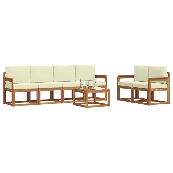 vidaXL Utomhussoffset 7 pcs Naturlig och Gr&auml;dde Massivt Akaciatr&auml;