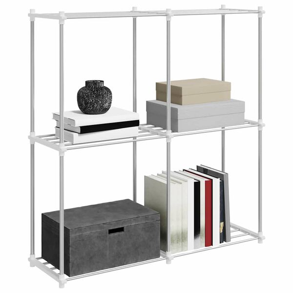 vidaXL Tubular Shelf med lagring Vit 86 x 27 x 90 cm Aluminium