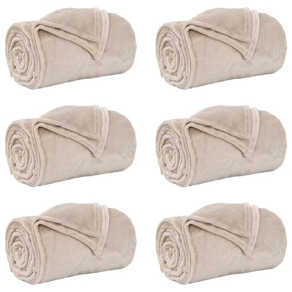 vidaXL Filtar 6 pcs Beige 150 x 200 cm Fleece