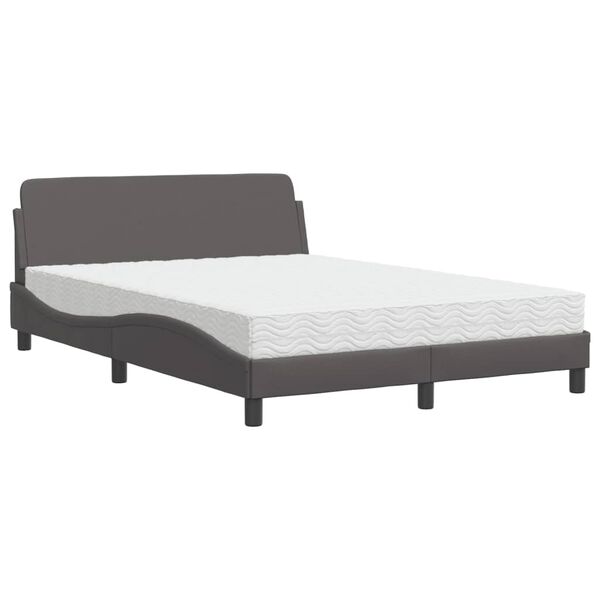 vidaXL Bed with Mattress "Dover" Grey 140x190 cm Faux Leather