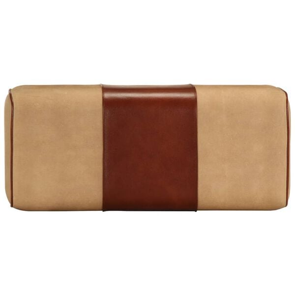 vidaXL Gymb&auml;nk 58 cm brun &auml;kta skinn och massivt mangotr&auml;