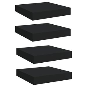 vidaXL Sv&auml;vande v&auml;gghyllor 4 st svart 23x23,5x3,8 cm MDF