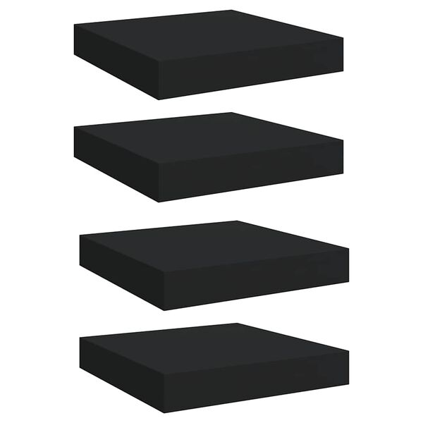 vidaXL Sv&auml;vande v&auml;gghyllor 4 st svart 23x23,5x3,8 cm MDF
