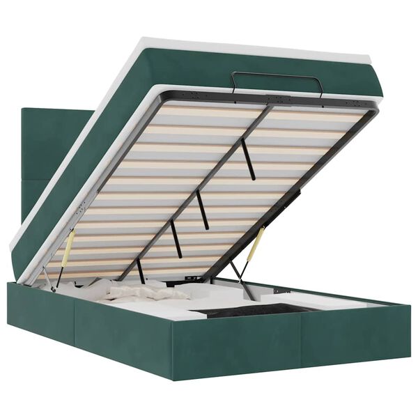 vidaXL Ottoman sängram med madrasser mörkgrön 120x200 cm sammet