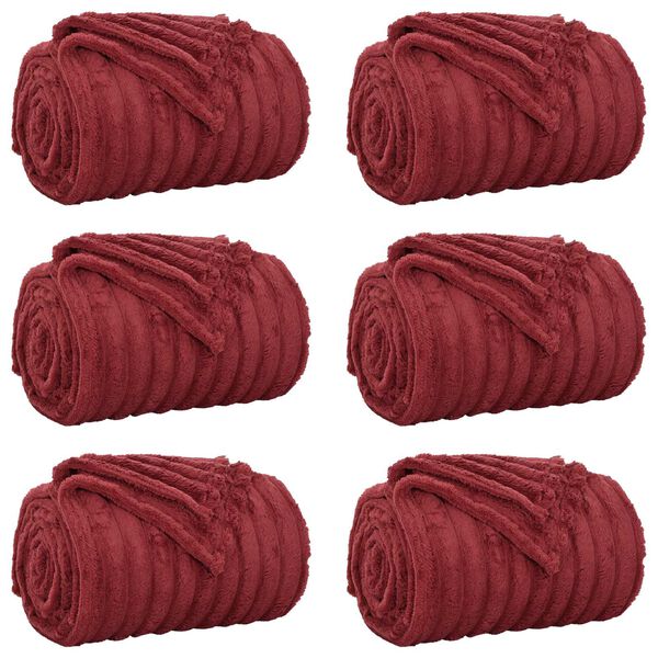 vidaXL Filtar 6 pcs Bordeaux R&ouml;d 240 x 220 cm Fleece