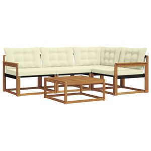 vidaXL Utomhussoffset med kudde 5 pcs Naturlig och Gr&auml;dde