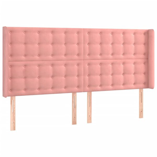 vidaXL S&auml;nggavel med kanter rosa 183x16x118/128 cm sammet