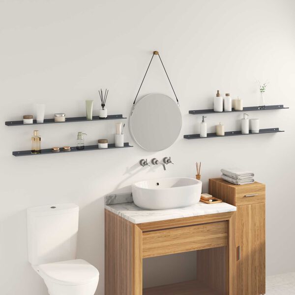 vidaXL Flytande hylla 4 pcs Antracit 100 x 9 x 2,5 cm St&aring;l