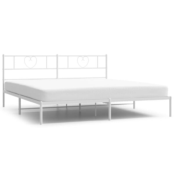 vidaXL S&auml;ngram med huvudgavel metall vit 200x200 cm