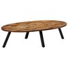 vidaXL Soffbord massiv återvunnen teak oval 120x60x30 cm