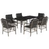 vidaXL Matgrupp f&ouml;r tr&auml;dg&aring;rden med dynor 7 delar gr&aring; konstrotting