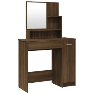 vidaXL Sminkbord med spegel brun ek 86,5x35x136 cm