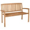 vidaXL Stapelbar tr&auml;dg&aring;rdsb&auml;nk 2-sits 120 cm massiv teak