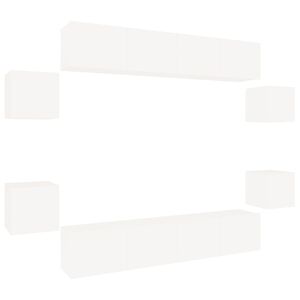 vidaXL Tv-sk&aring;p 8 delar vit konstruerat tr&auml;