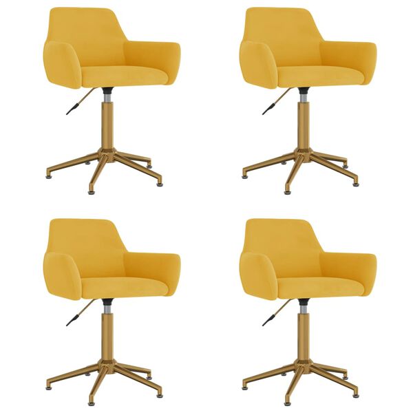 vidaXL Snurrbara matstolar 4 st gul sammet