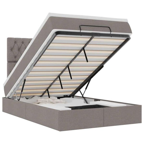 vidaXL Ottoman sängram med madrass taupe 120x200 cm tyg