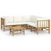 vidaXL Loungegrupp 6 delar gr&auml;ddvita dynor bambu