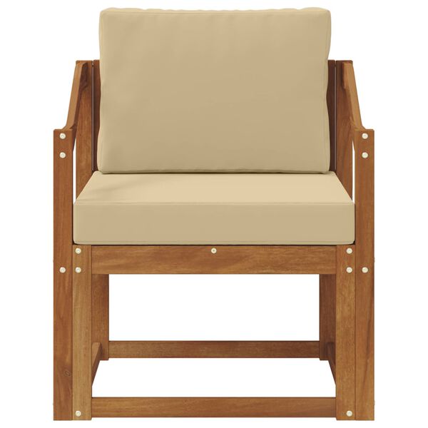 vidaXL Utomhussoffa Massivt akaciatr&auml; och polyester Naturf&auml;rg