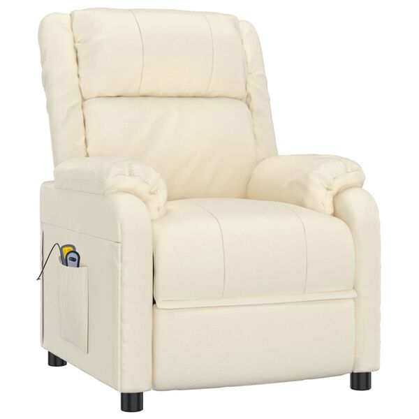 vidaXL Elektrisk massagef&aring;t&ouml;lj gr&auml;ddvit konstl&auml;der