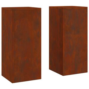 vidaXL V&auml;xtst&auml;ll 2 pcs Rostig 24 x 24 x 55 cm V&auml;derbest&auml;ndig st&aring;l