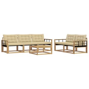 vidaXL Utomhussoffset 6 pcs Vit och Beige 79 x 79 x 37 cm