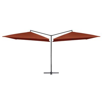 vidaXL Dubbelt parasoll med stålstång 250x250 cm terrakotta
