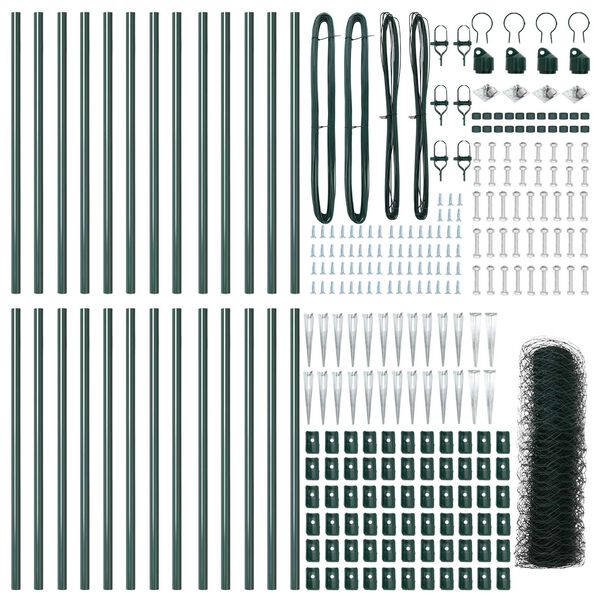 vidaXL St&auml;ngselstolpe Gr&ouml;n 50 x 1 m (36 mm n&auml;t) St&aring;l och PVC