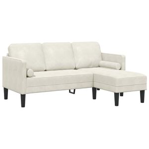 vidaXL Soffset med kudde Kr&auml;m Polyester