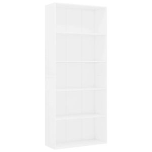 vidaXL Bokhylla 5 hyllor vit 80x30x189 cm konstruerat tr&auml;