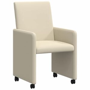 vidaXL Matstolar med hjul 2 st Konstl&auml;der Kr&auml;m 57 x 66 x 94 cm