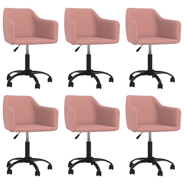 vidaXL Snurrbara matstolar 6 st rosa sammet