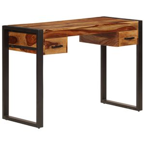 vidaXL Skrivbord med 2 l&aring;dor 110x50x77 cm massivt sheshamtr&auml;